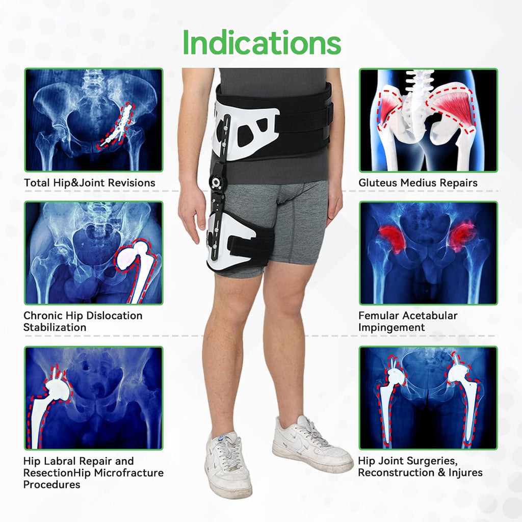 hip abduction brace following hip surgery or dislocation is